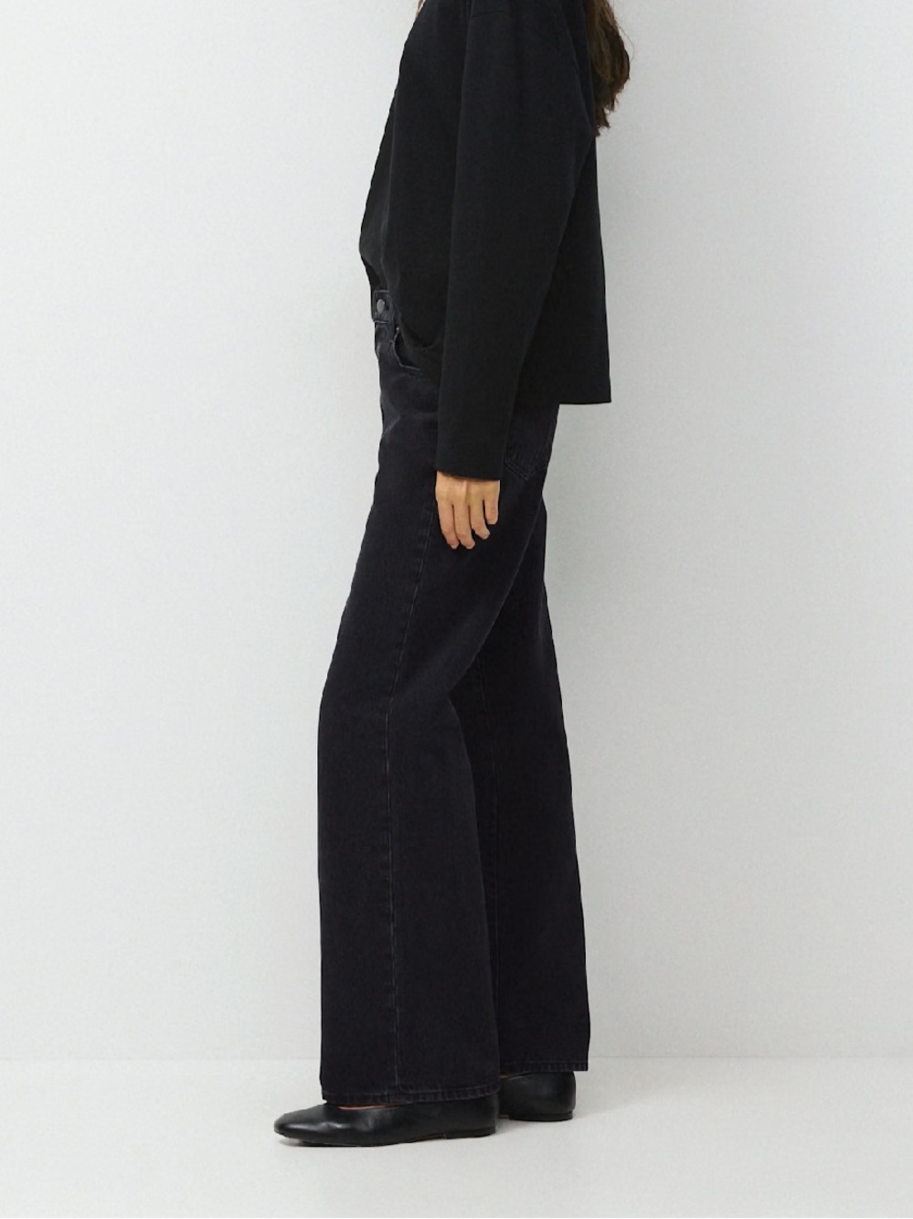 Denim Forum The Farrah Lo-Rise Wide Leg Jeans Black Women’s 28